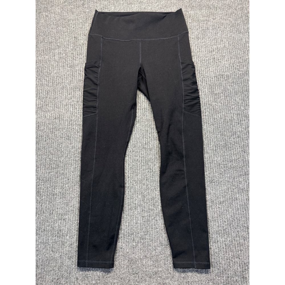 Fabletics PowerHold High Waisted Leggings Black Side Pockets Thick Compression
